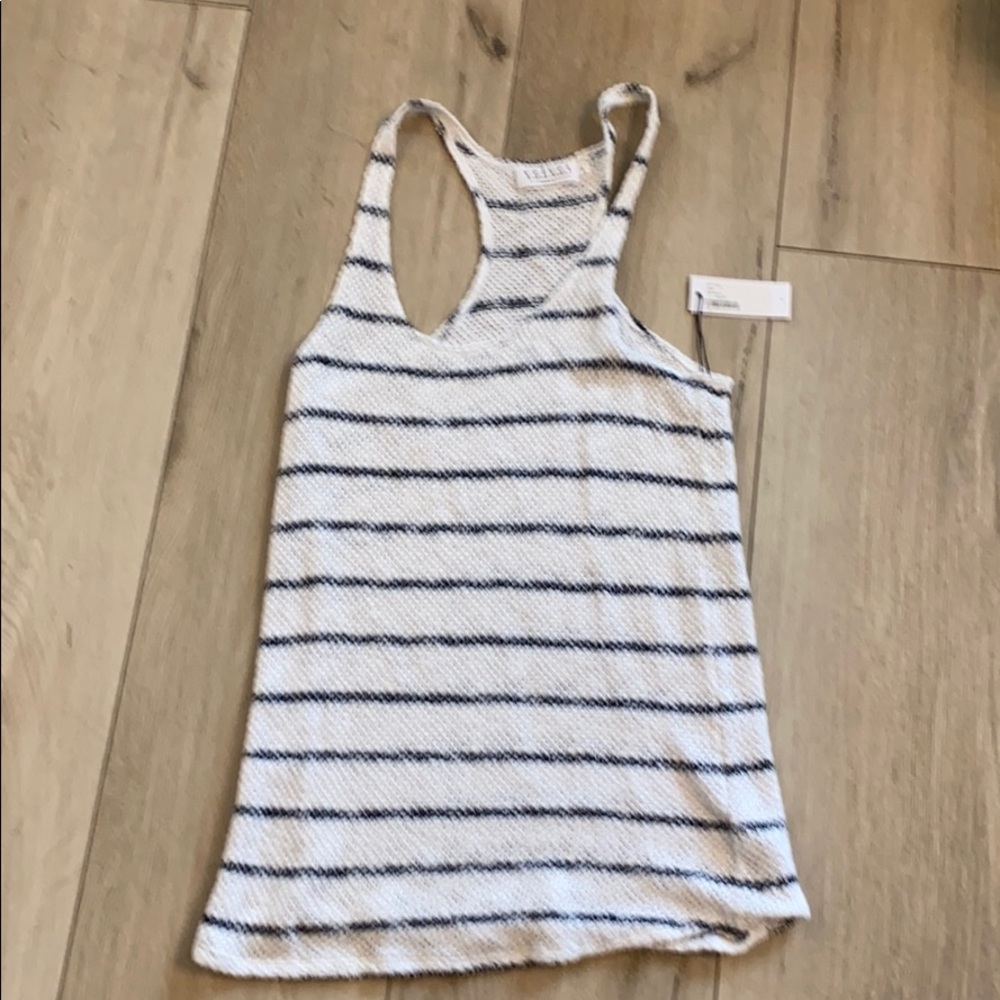 White black stripe sweater tank